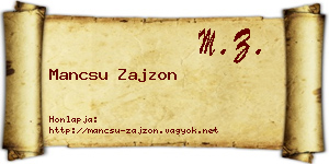 Mancsu Zajzon névjegykártya